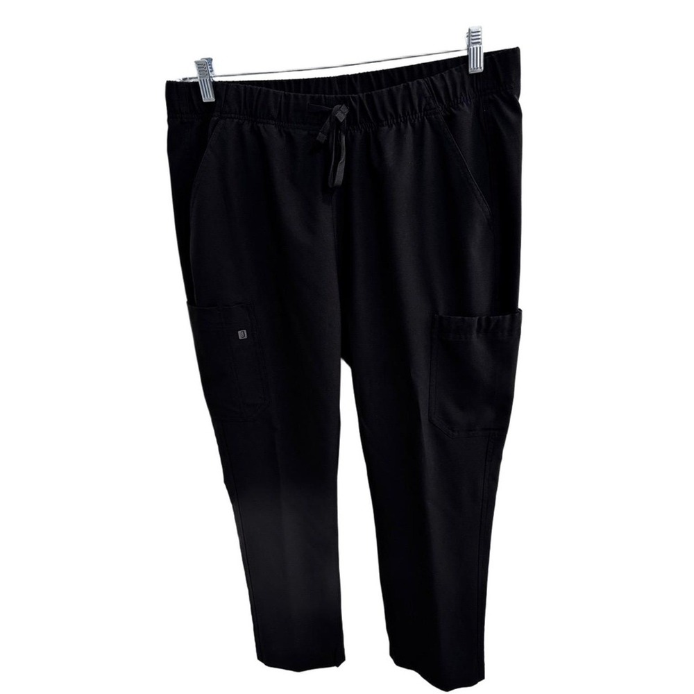 ScrubJoy Scrub SET Womans XL Black Elastic Waist Cargo Pocket Professional